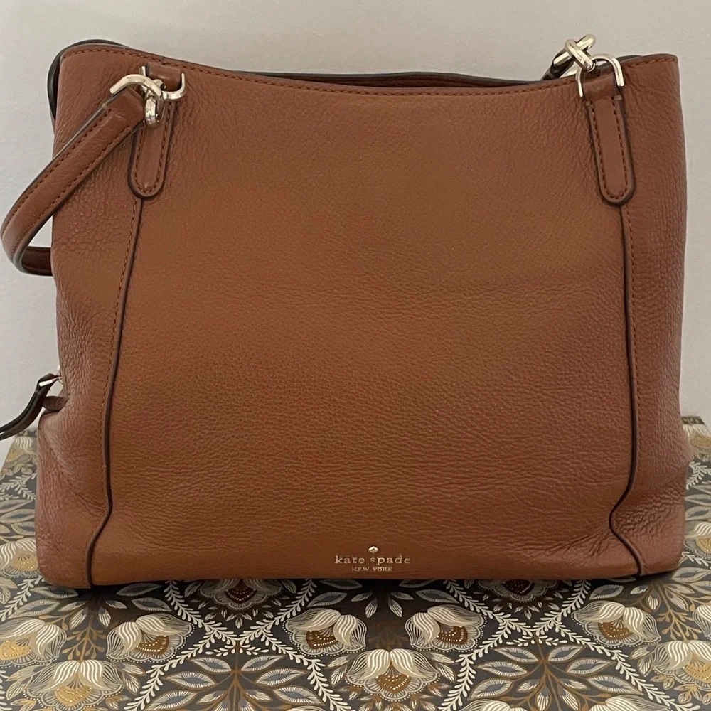 Kate Spade Jackson Triple Compartment Shoulder Tote Satchel Gingerbread color